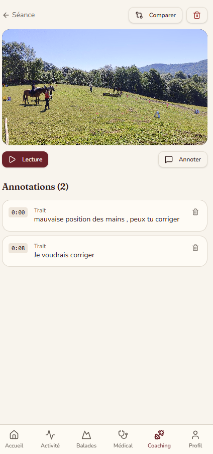 Écran de lecture vidéo avec annotations de Cavalcade